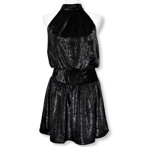 NWT RAMY BROOK Ellin Shimmer Velvet Halter Party Cocktail Mini Dress - Picture 4 of 9